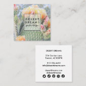 Yellow Cactus Blume Desert Garden Foto Travel Quadratische Visitenkarte (Vorne/Hinten)