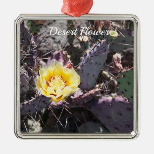 Yellow cactus flower in spring ornament aus metall (Vorne)