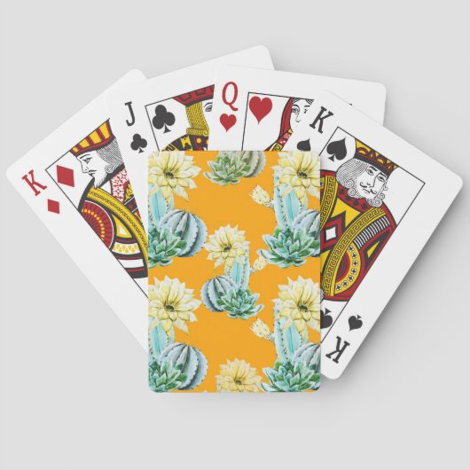 Yellow Cactus Pattern Spielkarten (Rückseite)