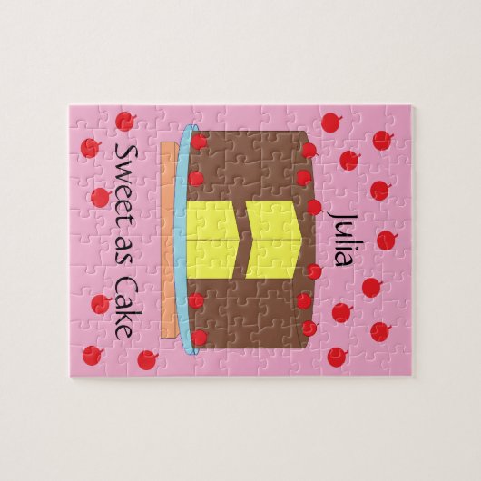 Yellow Cake and Cherries: Pink Puzzle (Horizontal)