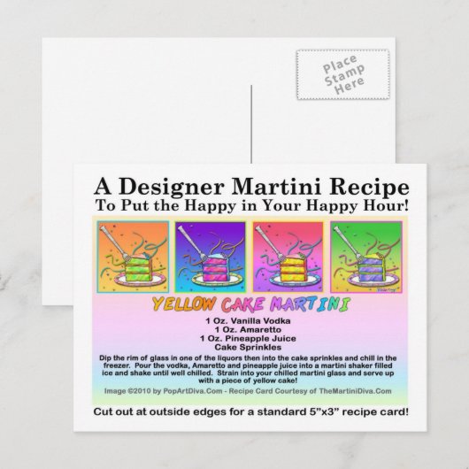 Yellow Cake Martini Rezept Karte (Vorne/Hinten)