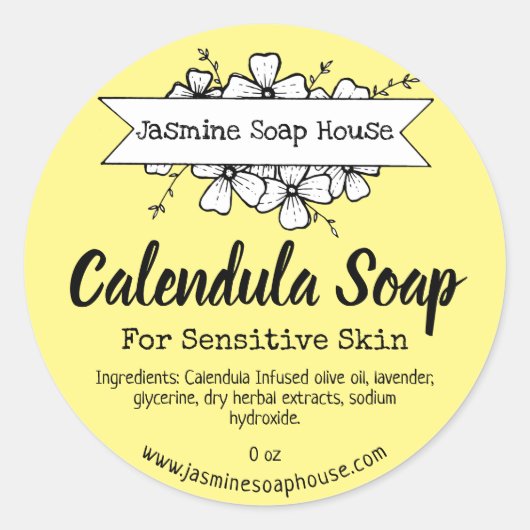 Yellow Calendula Soap Labels Runder Aufkleber (Vorderseite)
