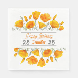 Yellow California Poppies Personalisiert Napkin Serviette