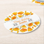 Yellow California Poppies Personalisierter Unterse Runder Pappuntersetzer (Angewinkelt)