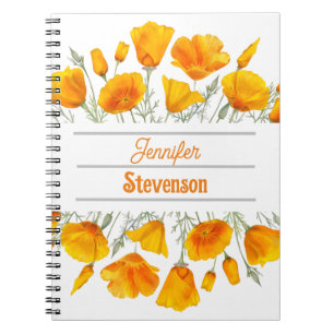 Yellow California Poppies Personalisiertes Noteboo Notizblock