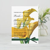 Yellow Calla Lilies Elegante Hochzeit Einladung (Stehend Vorderseite)