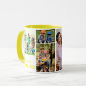 Yellow Calligraphy Family Foto Collage Tasse (Vorderseite Links)