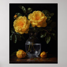 Yellow Camellia Blume Art Print Poster