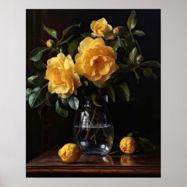 Yellow Camellia Blume Art Print Poster