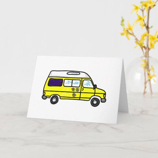 Yellow Campervan Karte (Gelbe Blume)