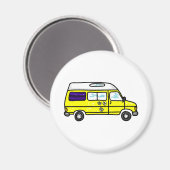 Yellow Campervan Magnet (Vorderseite/Rückseite)