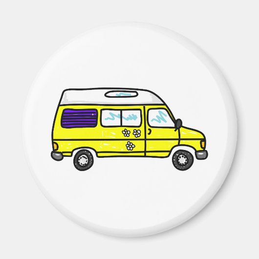 Yellow Campervan Magnet (Vorne)