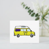 Yellow Campervan Postkarte (Stehend Vorderseite)