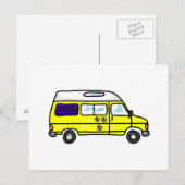 Yellow Campervan Postkarte (Vorne/Hinten)