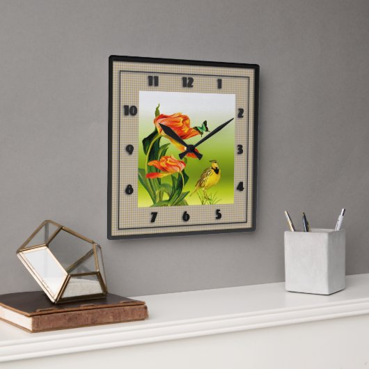 Yellow Canarie name Hoho Quadratische Wanduhr (Büro)