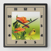 Yellow Canarie name Hoho Quadratische Wanduhr (Vorderseite)