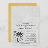 Yellow Cancun Passport Wedding Einladung (Vorne/Hinten)