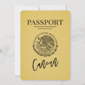 Yellow Cancun Passport Wedding Einladung (Rückseite)