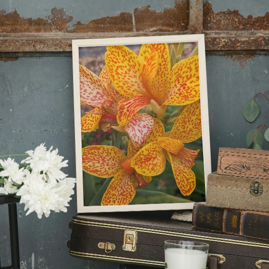 Yellow Canna Lily with Red Speckles Floral Fotodruck