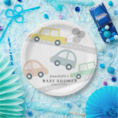 Yellow Car Balloons White Baby Dusche Pappteller (Party)