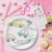 Yellow Car Balloons White Baby Dusche Pappteller (Party)