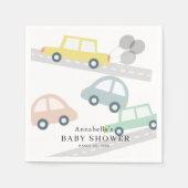 Yellow Car Balloons White Baby Dusche Serviette (Vorderseite)