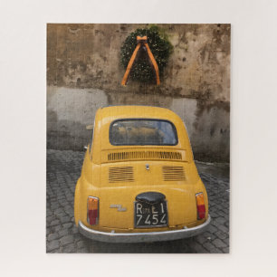 Yellow Car Green Wreath Holiday Joy Puzzle