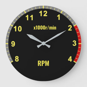 Yellow Car Tachometer Clock - Mechanische Garage d Große Wanduhr
