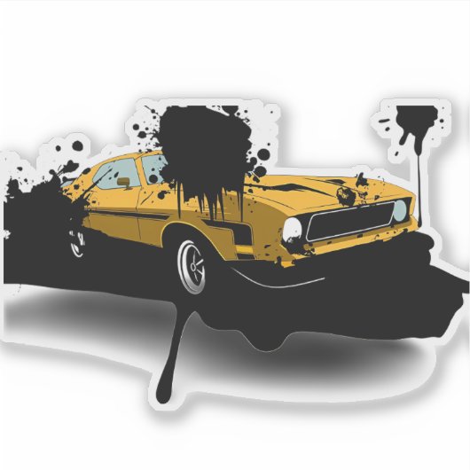 Yellow Car Urban Art Sticker (Vorderseite)
