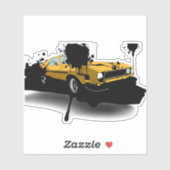 Yellow Car Urban Art Sticker (Blatt)
