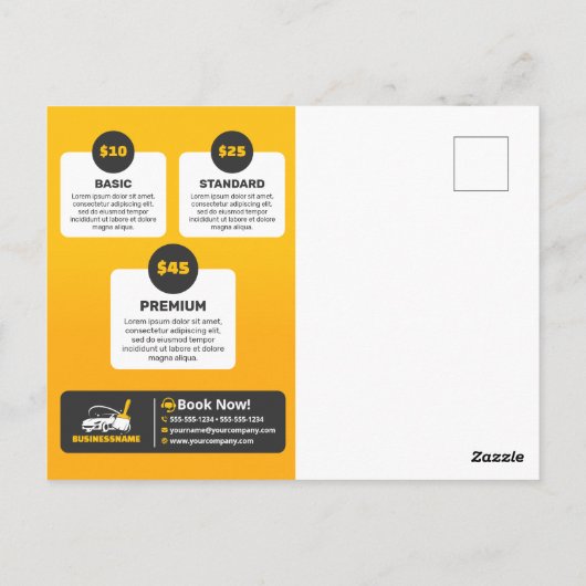 Yellow Car Wash Auto im Detail Mobile Car Wash Postkarte (Rückseite)