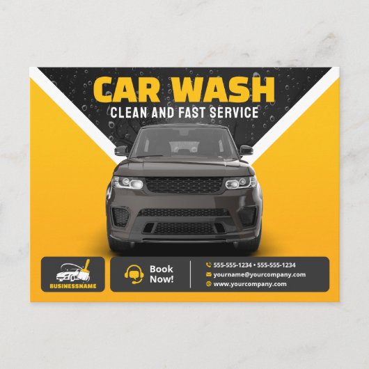Yellow Car Wash Auto im Detail Mobile Car Wash Postkarte (Vorderseite)