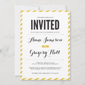 Yellow Carnival Streifen Moderne Hochzeitsreise Einladung (Vorderseite)