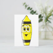 Yellow Cartoon Crayon Postkarte (Stehend Vorderseite)