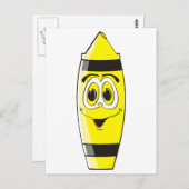 Yellow Cartoon Crayon Postkarte (Vorne/Hinten)