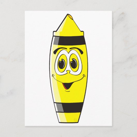 Yellow Cartoon Crayon Postkarte (Vorderseite)
