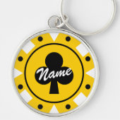 Yellow Casino Poker Chip Schlüsselanhänger mit Nam (Vorne)