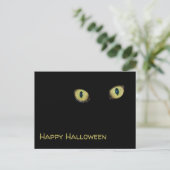Yellow Cat Eyes Happy Halloween Fotografy Black Postkarte (Stehend Vorderseite)