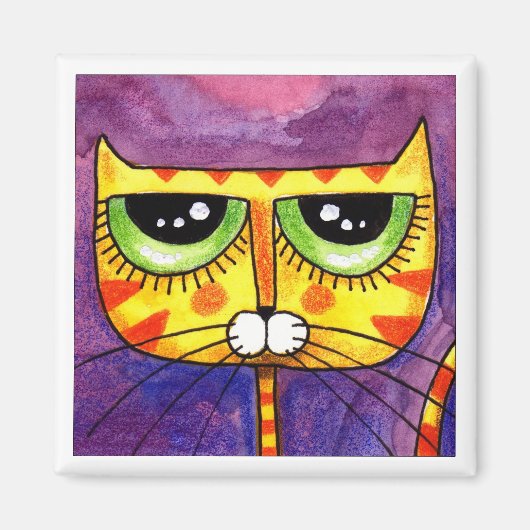 Yellow Cat Face - Magnet (Vorne)
