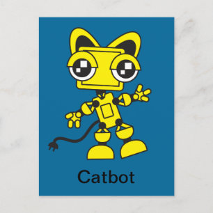 Yellow Catbot Postkarte