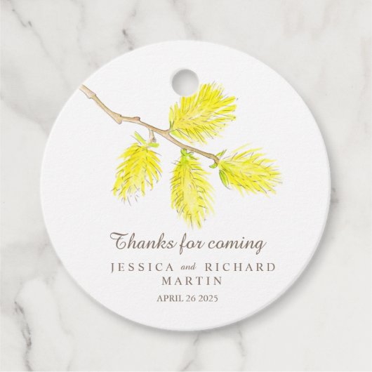 Yellow catkins spring danke Ihnen Hochzeit Geschenkanhänger (Vorderseite)
