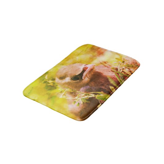 Yellow Cedar Waxwing Fledgling Bird Abstrakt Badematte (Schrägansicht)