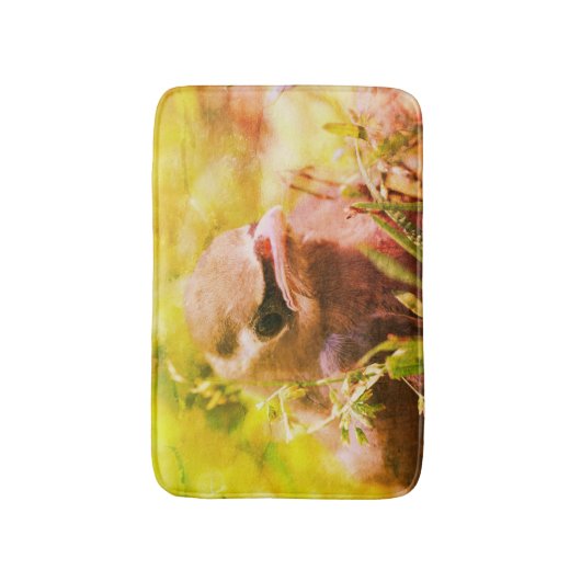 Yellow Cedar Waxwing Fledgling Bird Abstrakt Badematte (Vorderseite Vertikal)