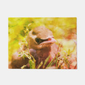 Yellow Cedar Waxwing Fledgling Bird Abstrakt Fußmatte (Vorderseite)