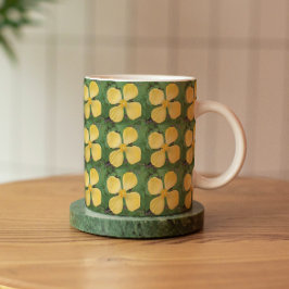 Yellow Celandine Poppy Floral Pattern Tasse