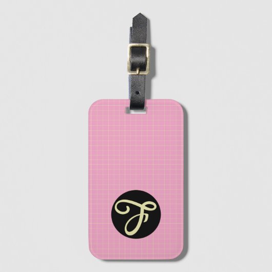 Yellow Cell Pink Plaid Pattern Modern Elegant Gepäckanhänger (Vorderseite Vertikal)