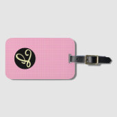 Yellow Cell Pink Plaid Pattern Modern Elegant Gepäckanhänger (Vorderseite (Horizontal))