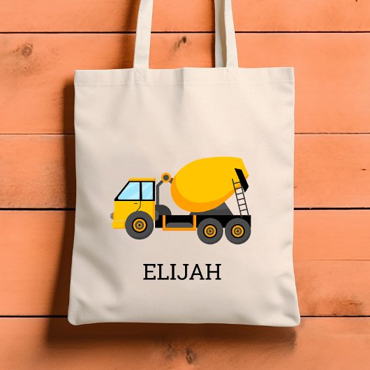 Yellow Cement Mixer Kids Personalisiert Constructi Tragetasche