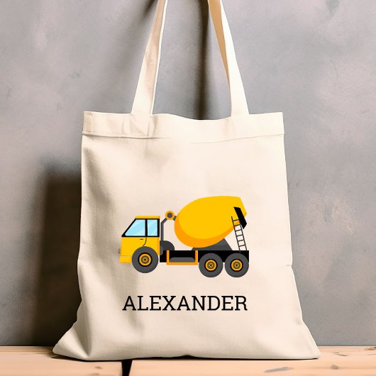 Yellow Cement Mixer Kids Personalisiert Constructi Tragetasche