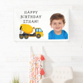 Yellow Cement Truck Child's Birthday Foto Banner (Insitu)